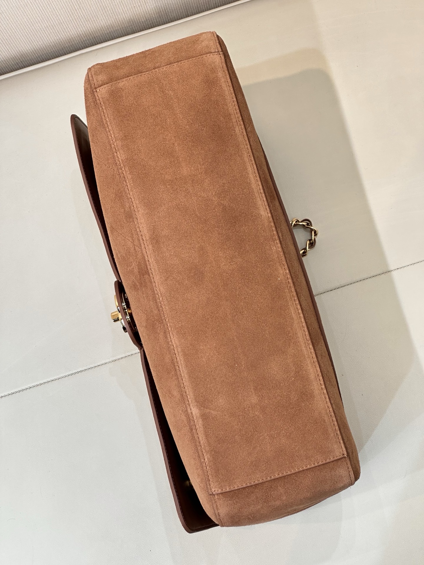Cha**nel Suede Calfskin Small Souplissimo Maxi Flap Camel -26*38.5*11CM