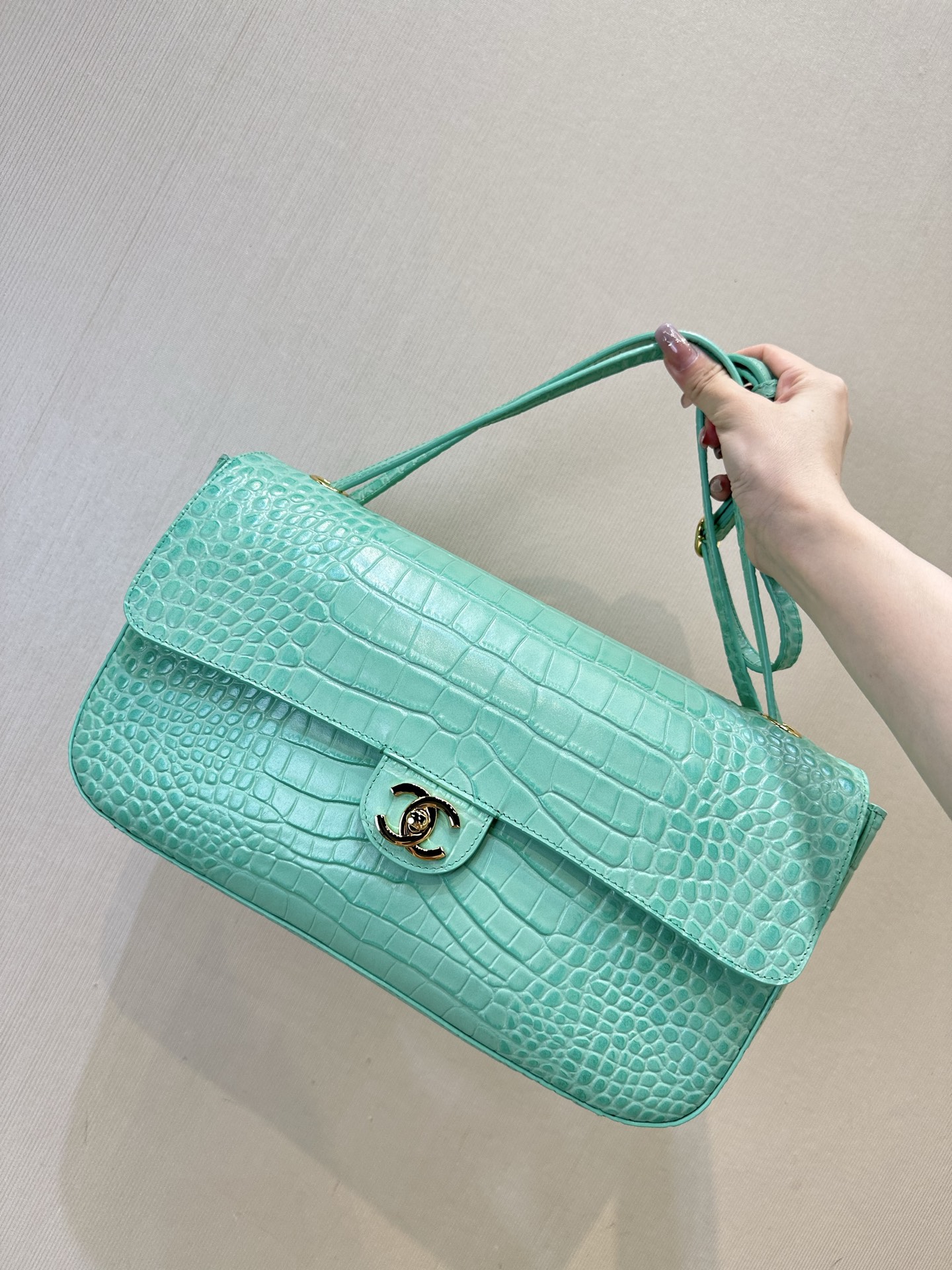 Cha*nel Seafoam Green Flap-32CM