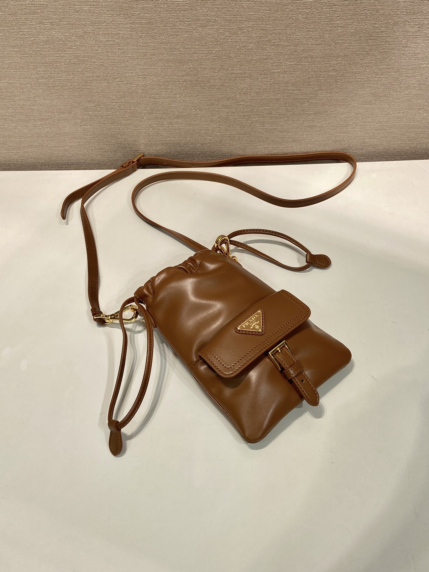 Pra*a leather Phone Bag-1MS017-14*20CM