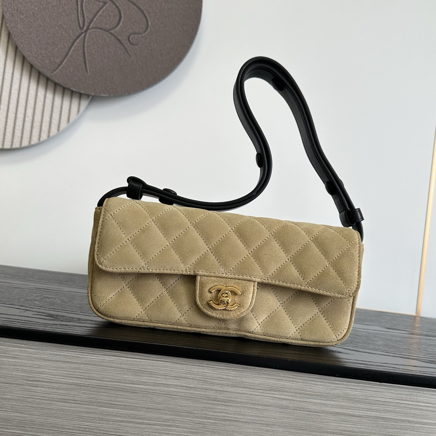 Ch@nel Suede Flap Shoulder Bag-10X25X5CM