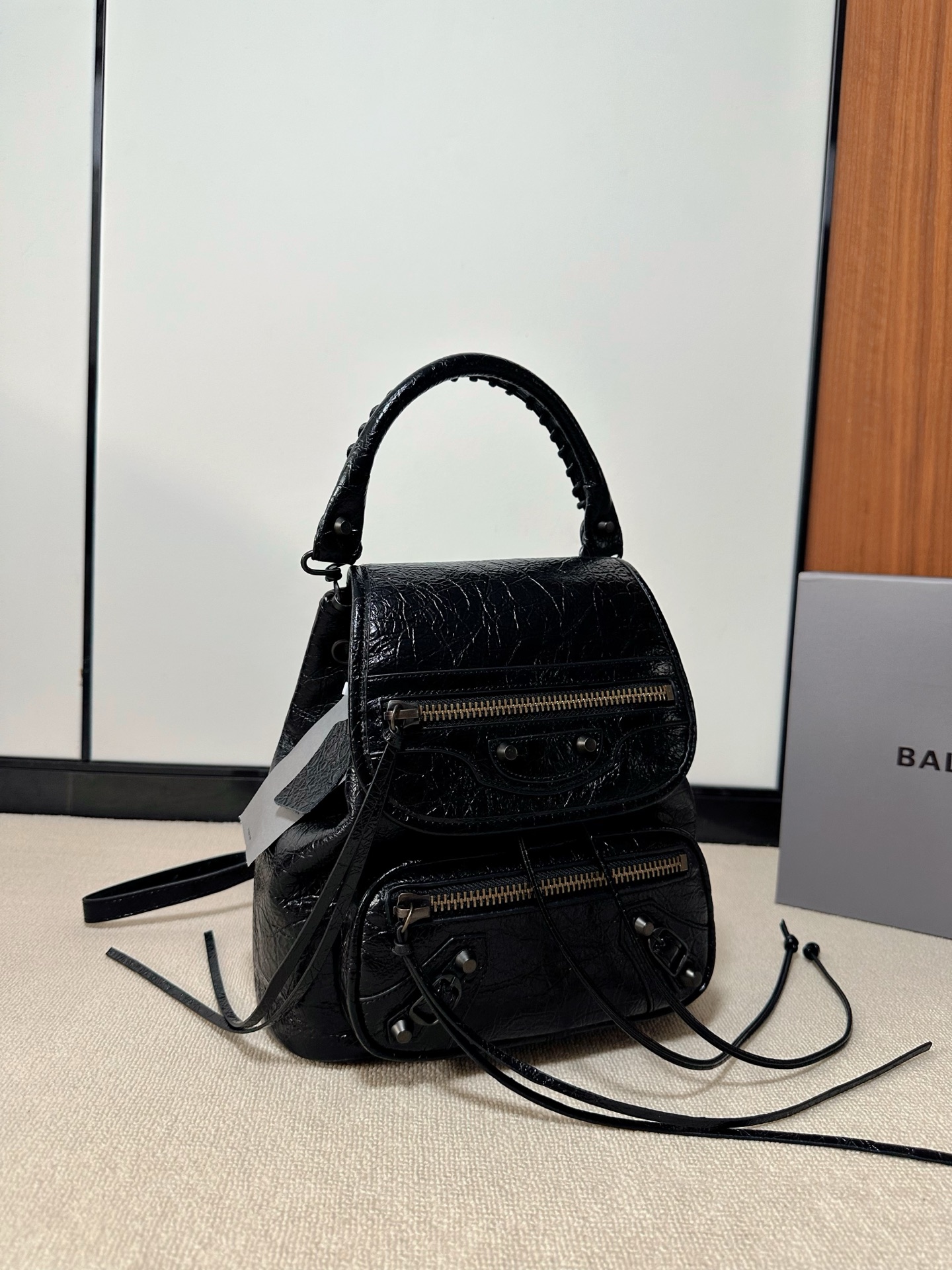 Balen*ciaga Le City Backpack Mini - Black-23.5*11*25CM