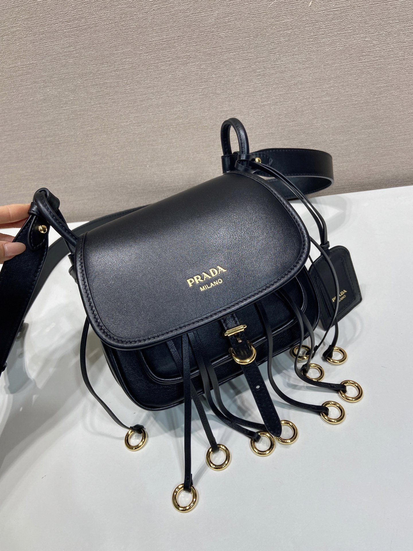 Pra*a Corsaire Aged Shoulder Bag-19.5*16.5*6CM