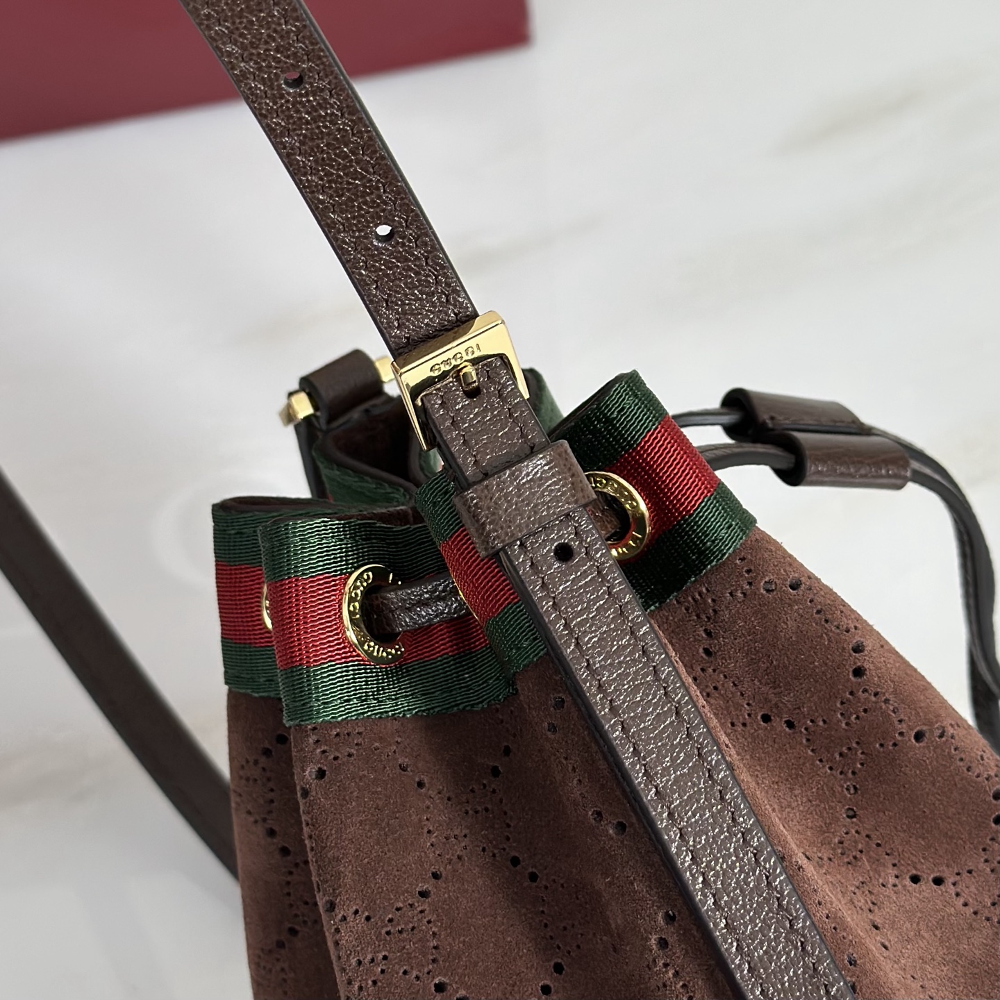 G*ucci Venice Small Bucket Bag In Brown GG Leather-15.5*19.5*10.5CM