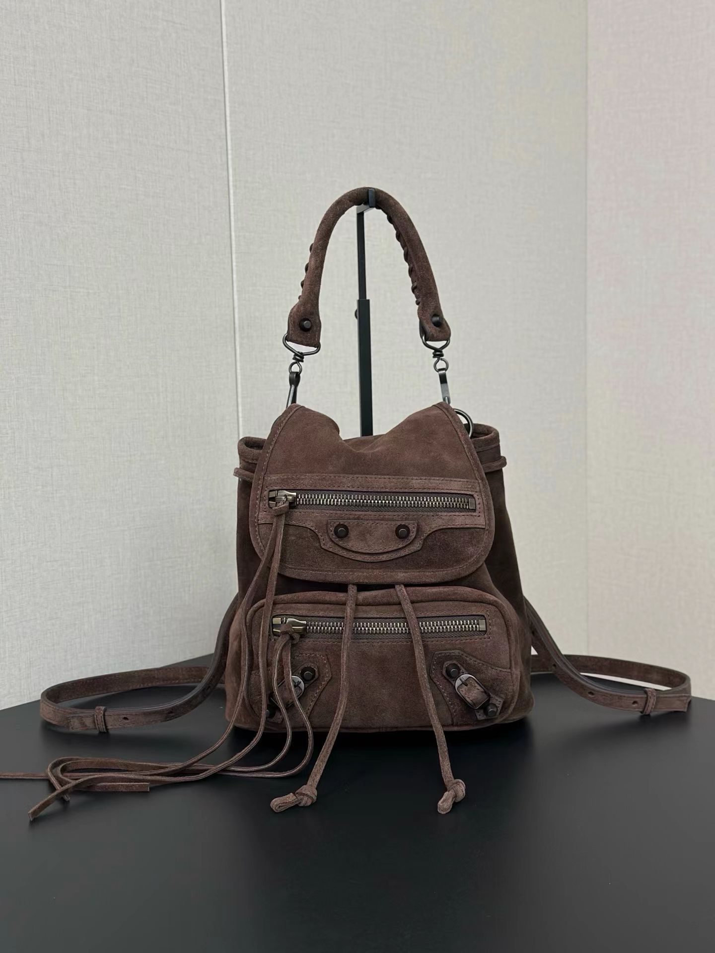 Balen*ciaga Le City Backpack Mini - Black-23.5*11*25CM