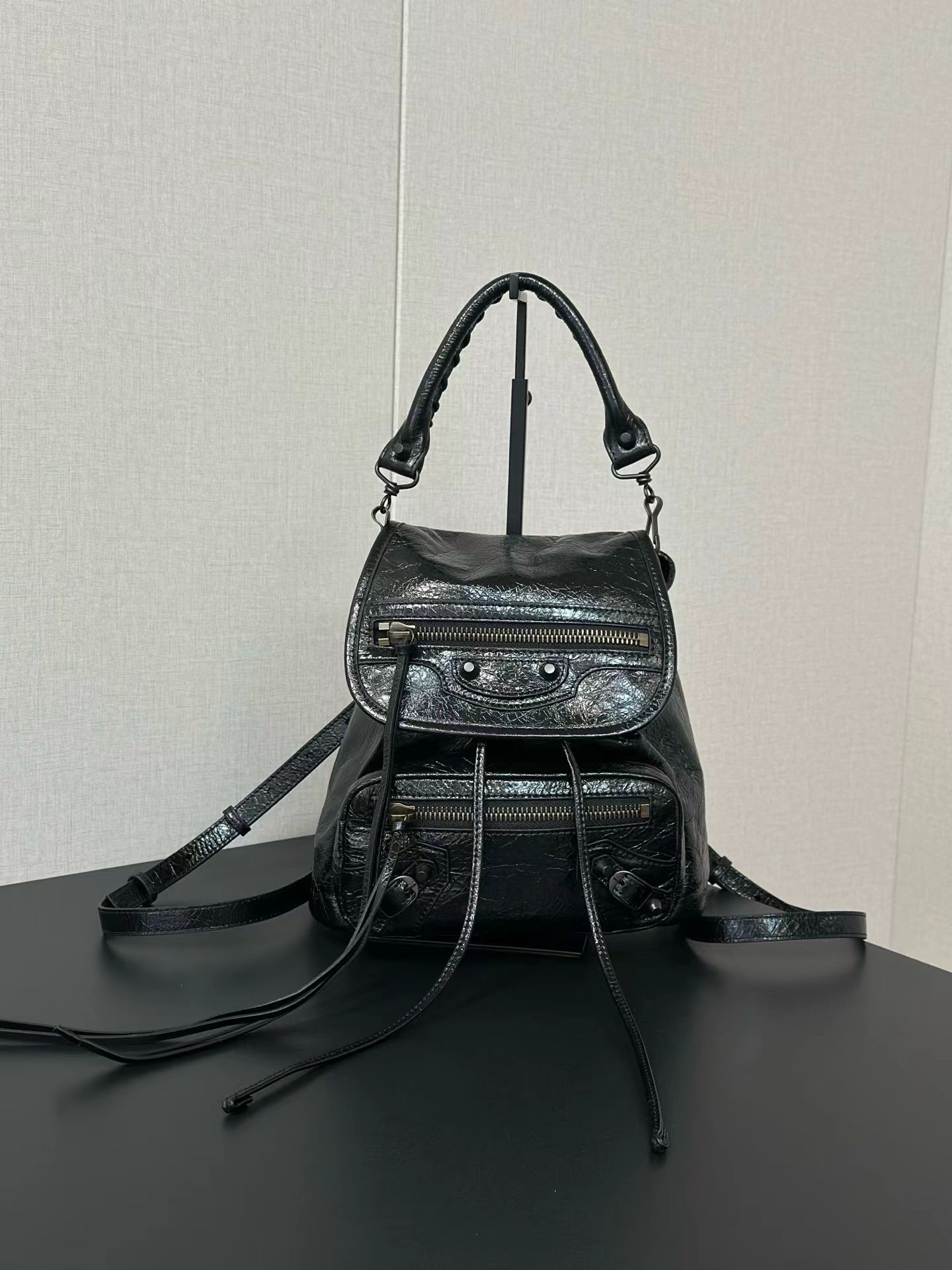 Balen*ciaga Le City Backpack Mini - Black-23.5*11*25CM